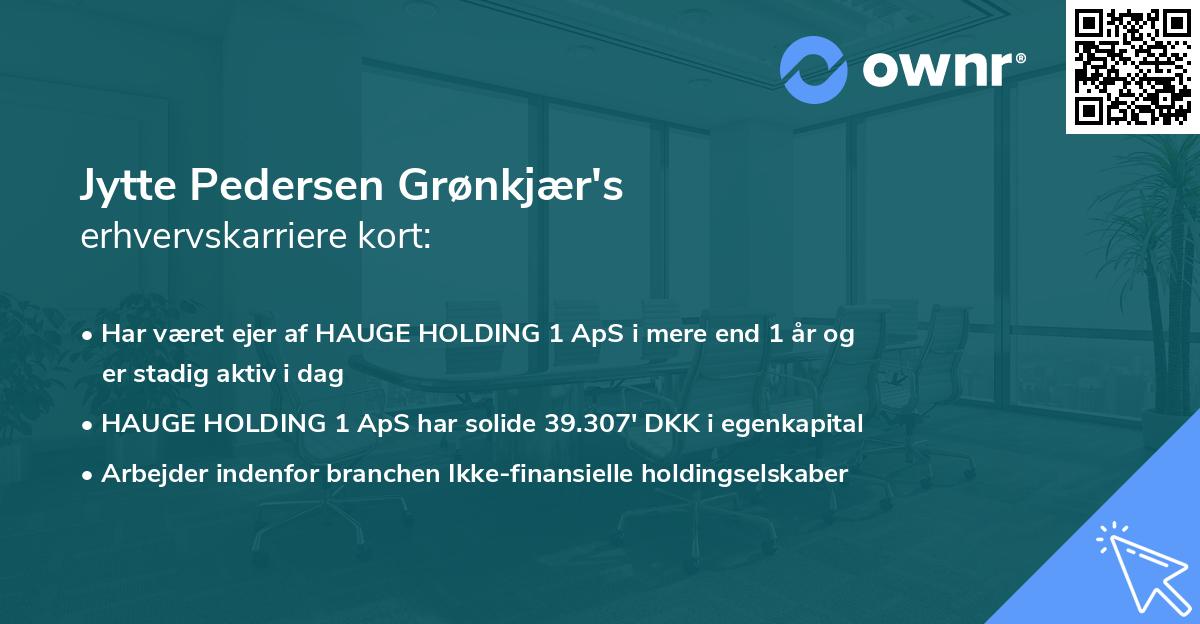 Jytte Pedersen Grønkjær's erhvervskarriere kort