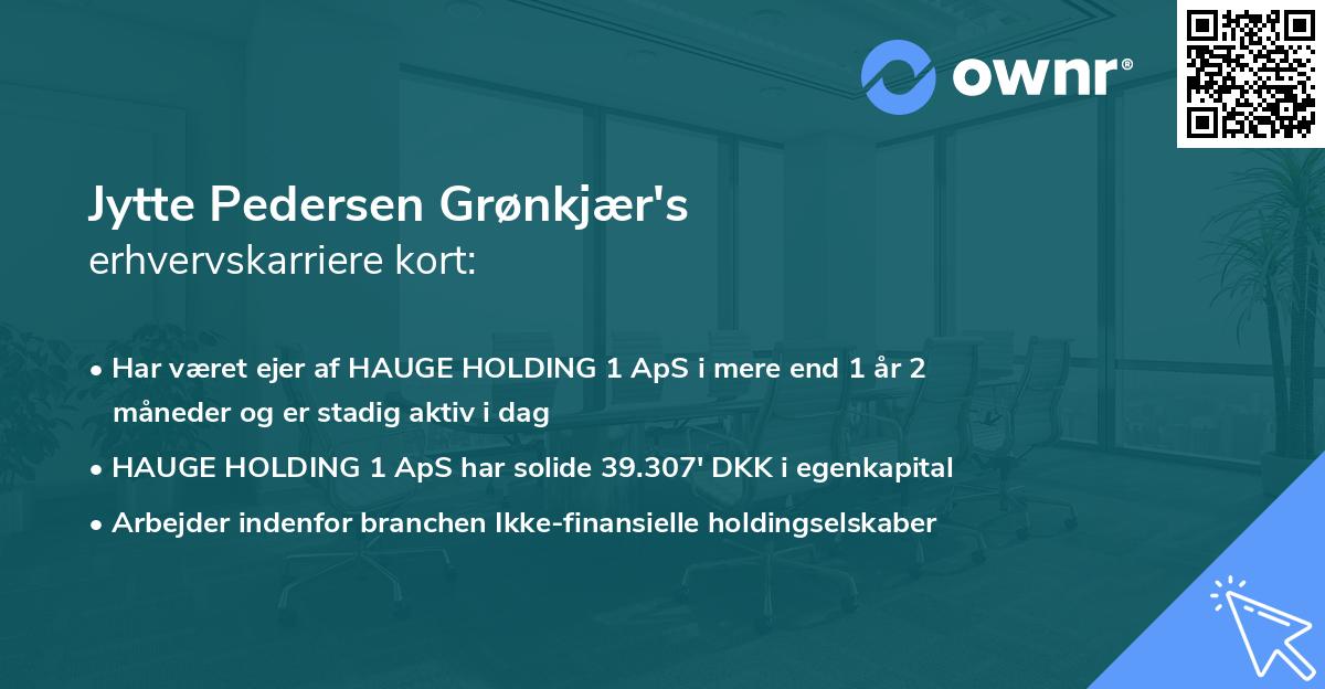 Jytte Pedersen Grønkjær's erhvervskarriere kort