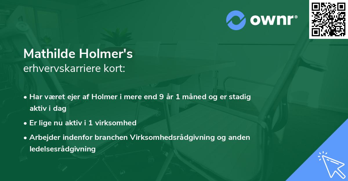 Mathilde Holmer's erhvervskarriere kort