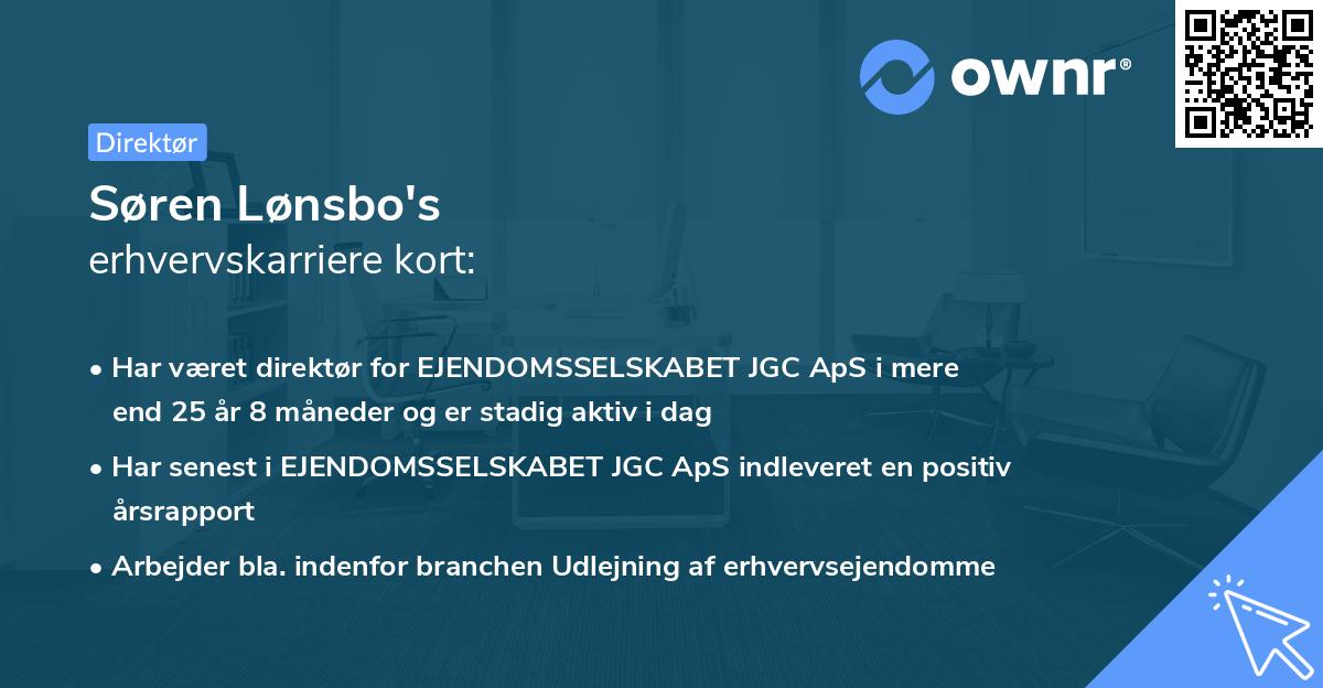 Søren Lønsbo's erhvervskarriere kort