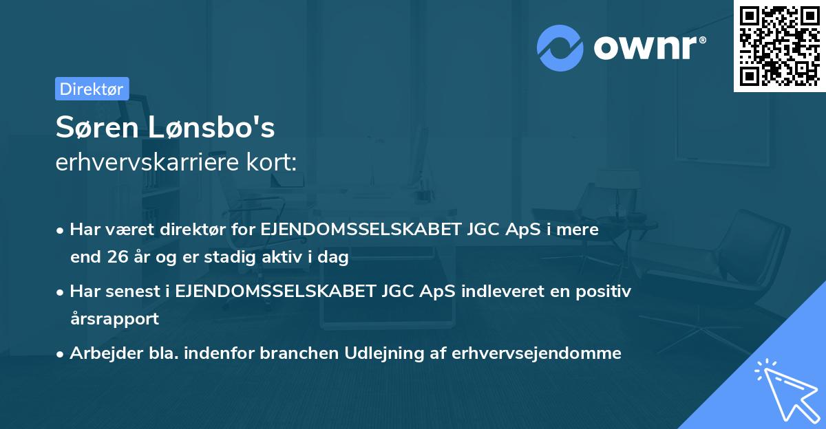 Søren Lønsbo's erhvervskarriere kort
