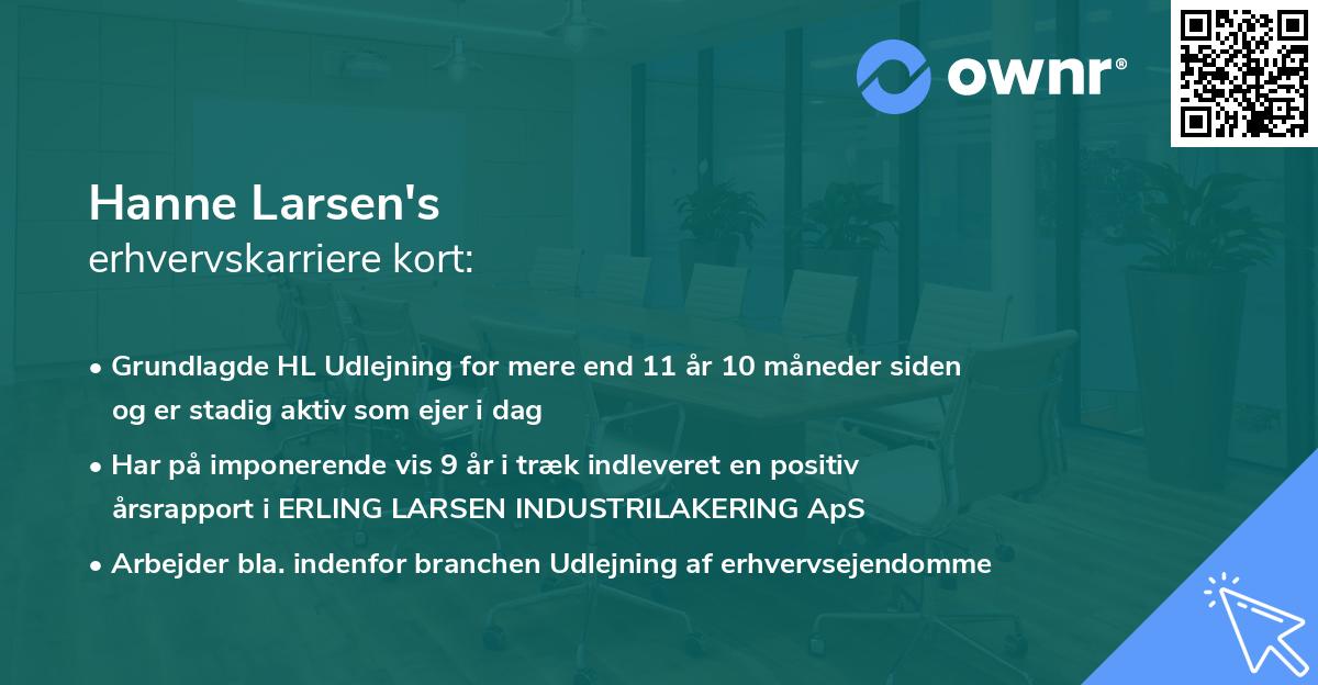 Hanne Larsen's erhvervskarriere kort