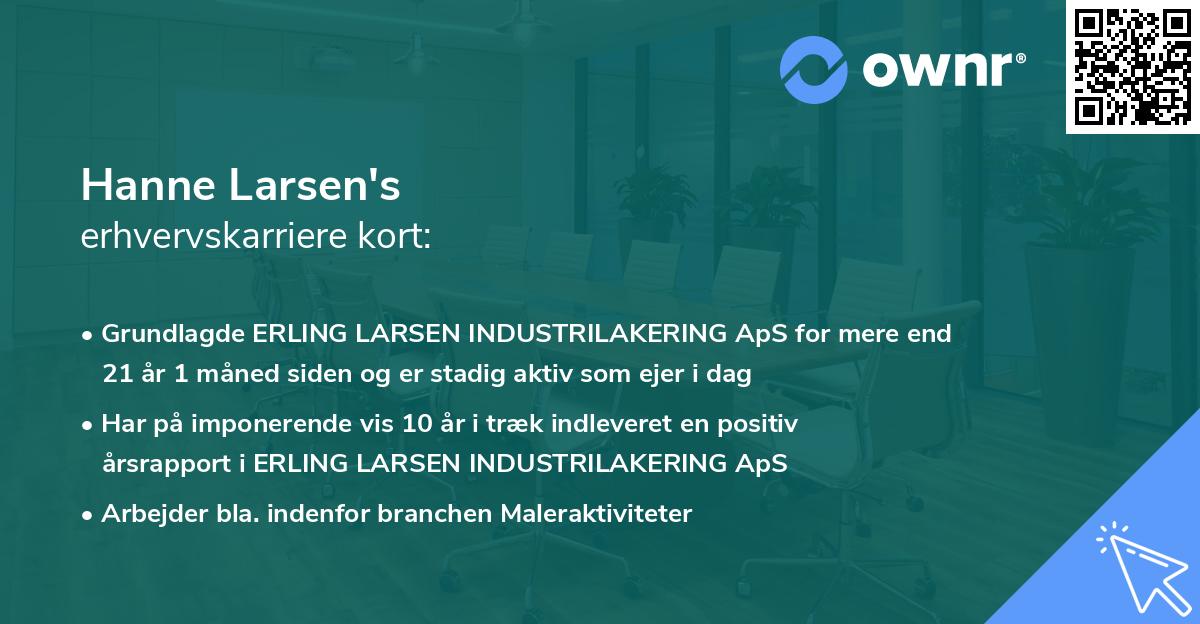 Hanne Larsen's erhvervskarriere kort