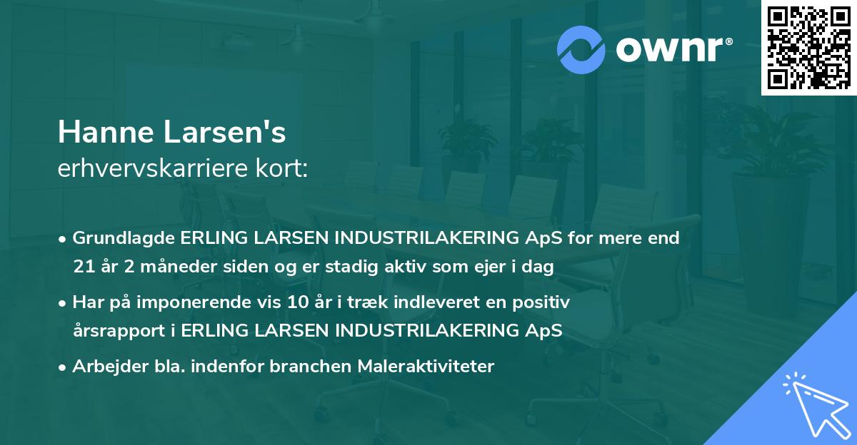 Hanne Larsen's erhvervskarriere kort