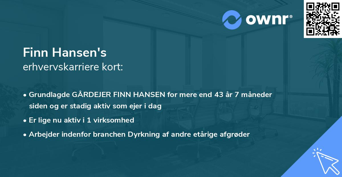 Finn Hansen's erhvervskarriere kort