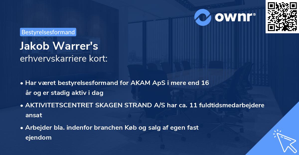 Jakob Warrer's erhvervskarriere kort