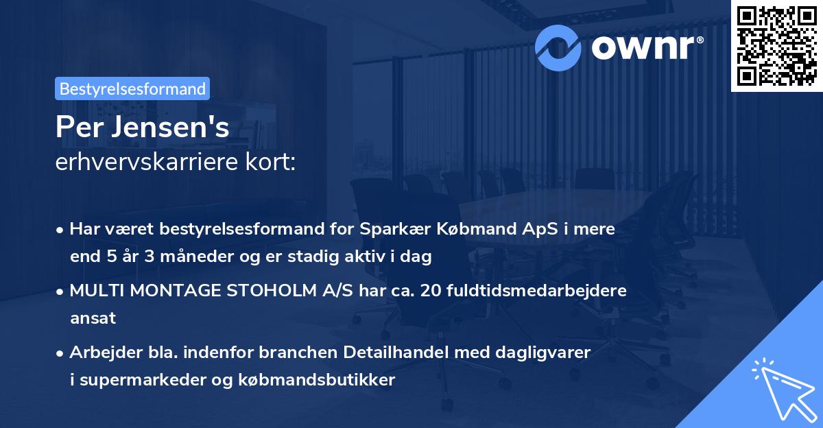 Per Jensen's erhvervskarriere kort