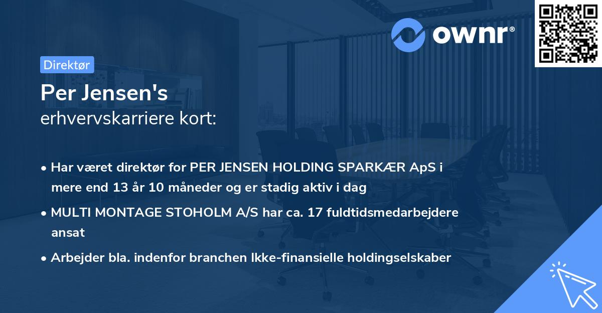 Per Jensen's erhvervskarriere kort