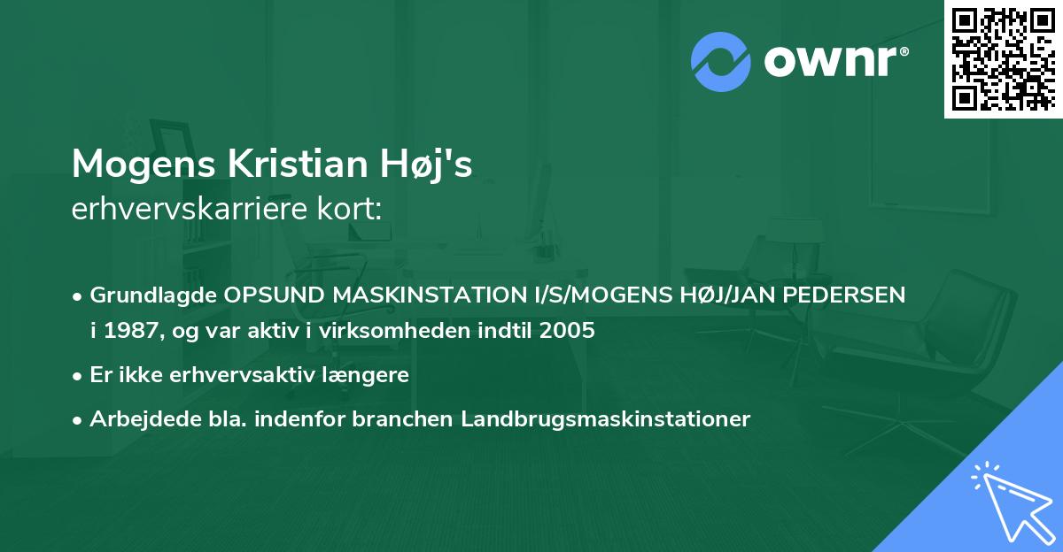 Mogens Kristian Høj's erhvervskarriere kort