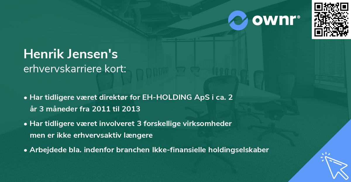 Henrik Jensen's erhvervskarriere kort
