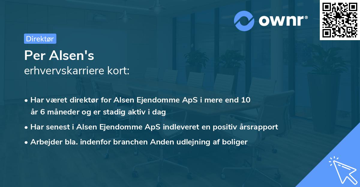 Per Alsen's erhvervskarriere kort