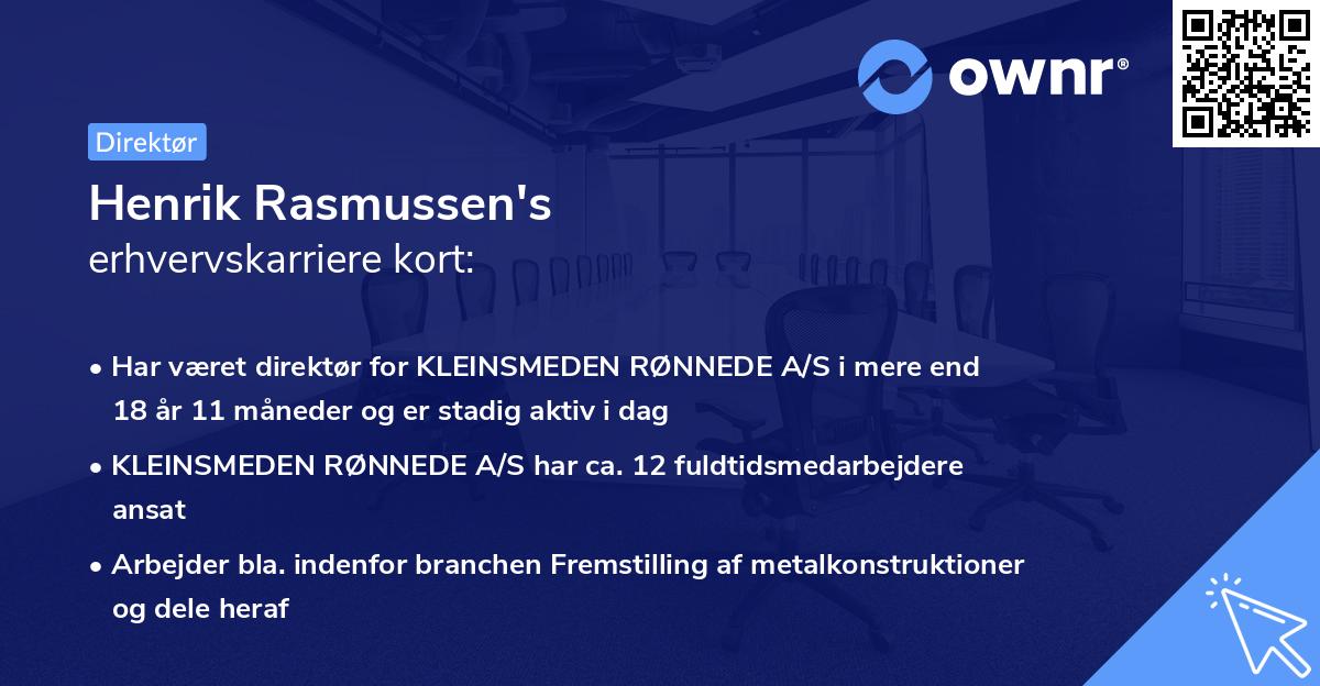 Henrik Rasmussen's erhvervskarriere kort