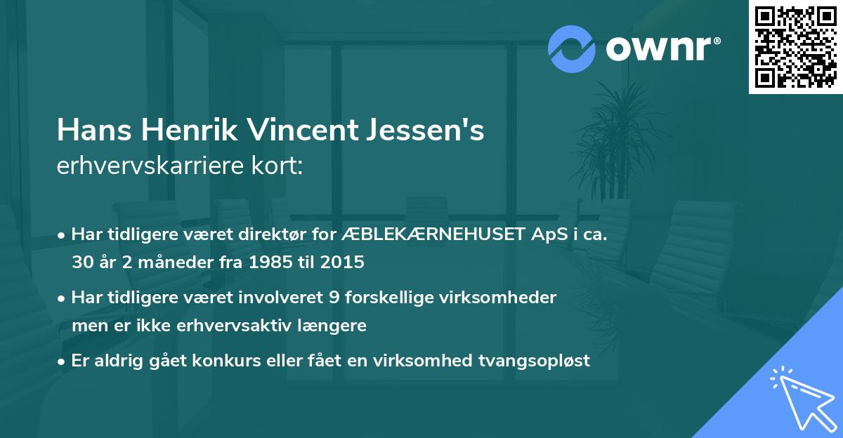 Hans Henrik Vincent Jessen's erhvervskarriere kort