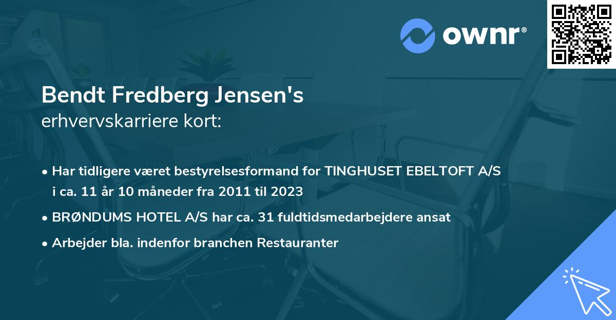 Bendt Fredberg Jensen's erhvervskarriere kort