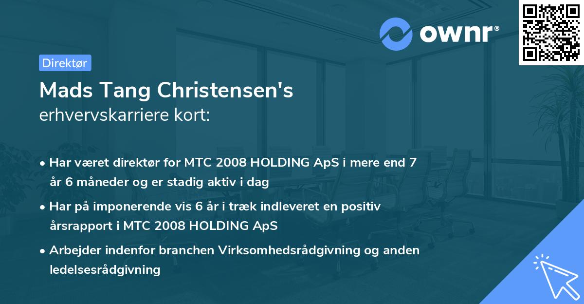 Mads Tang Christensen's erhvervskarriere kort