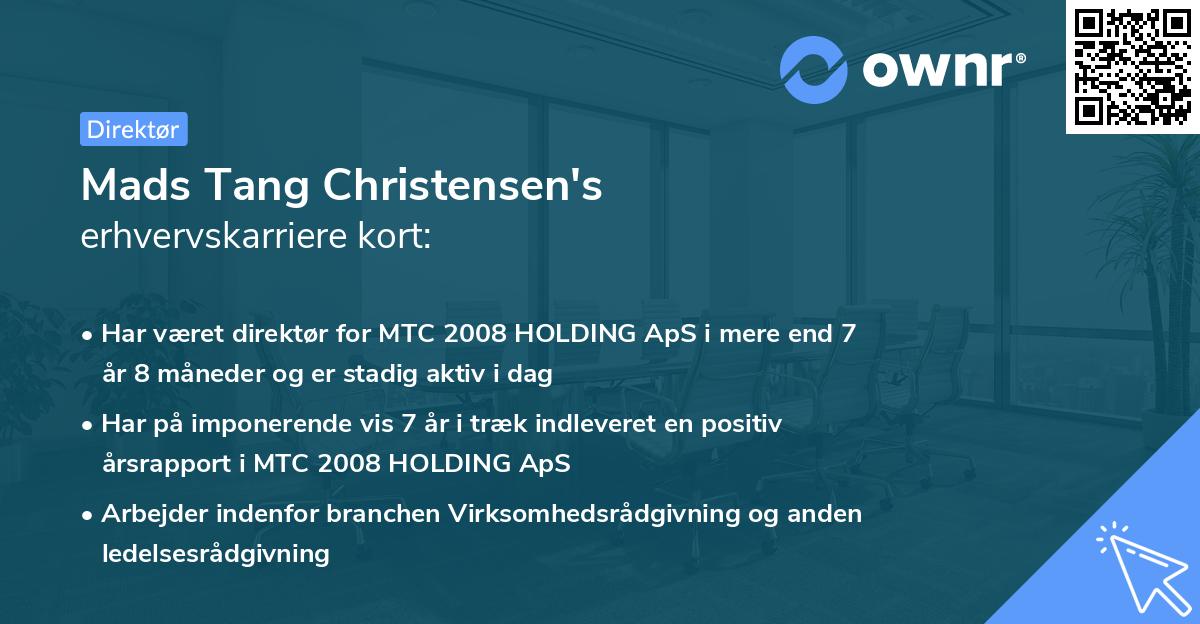 Mads Tang Christensen's erhvervskarriere kort