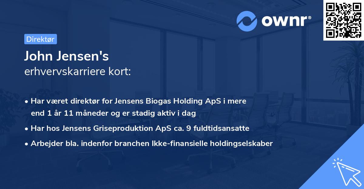 John Jensen's erhvervskarriere kort