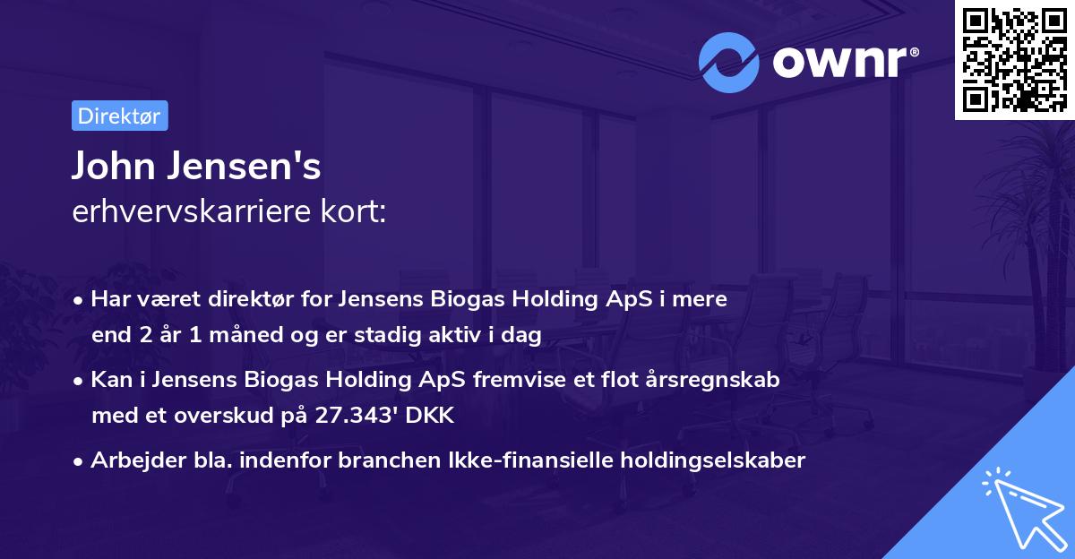 John Jensen's erhvervskarriere kort