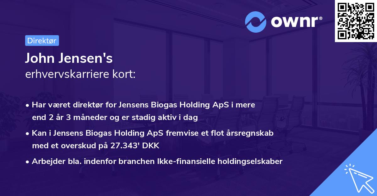 John Jensen's erhvervskarriere kort