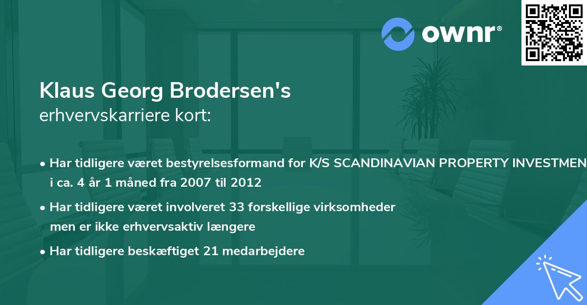Klaus Georg Brodersen's erhvervskarriere kort