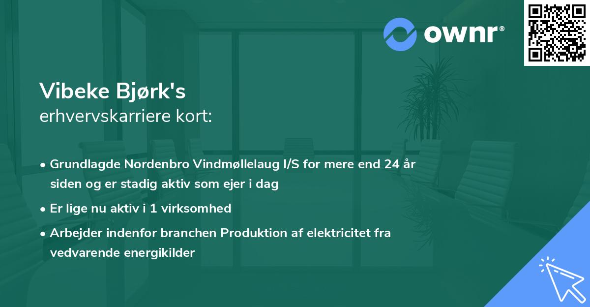 Vibeke Bjørk's erhvervskarriere kort