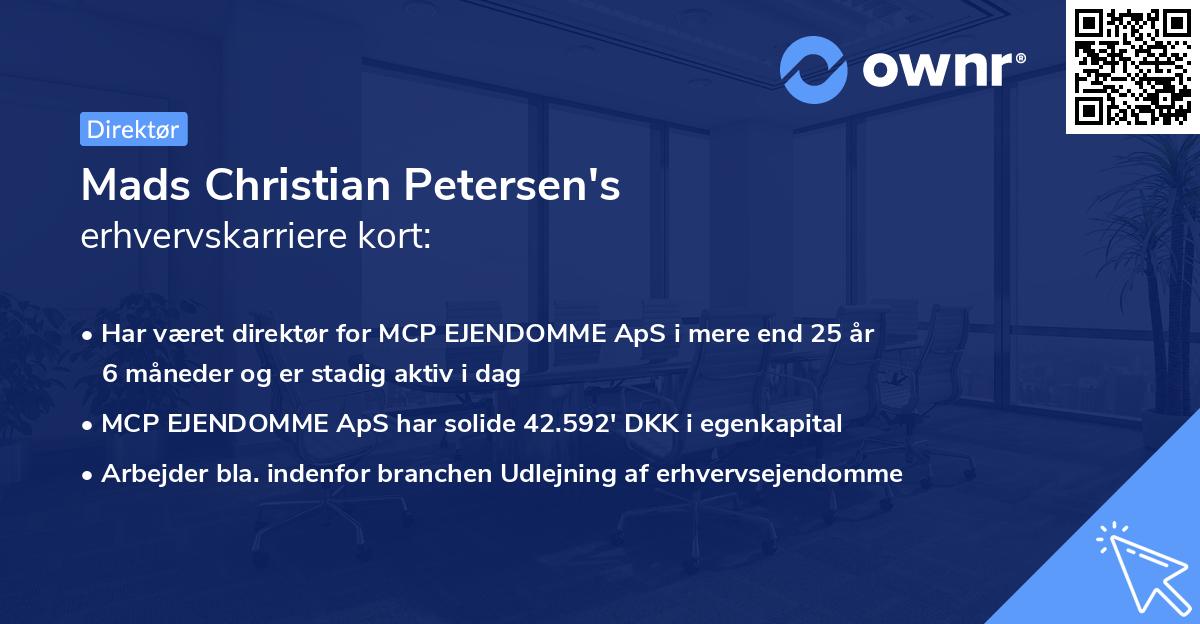 Mads Christian Petersen's erhvervskarriere kort