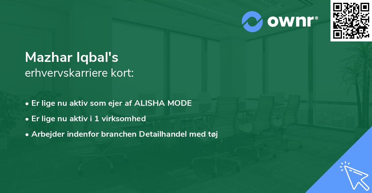 Mazhar Iqbal's erhvervskarriere kort