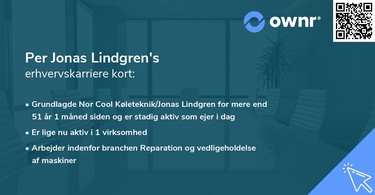 Per Jonas Lindgren's erhvervskarriere kort