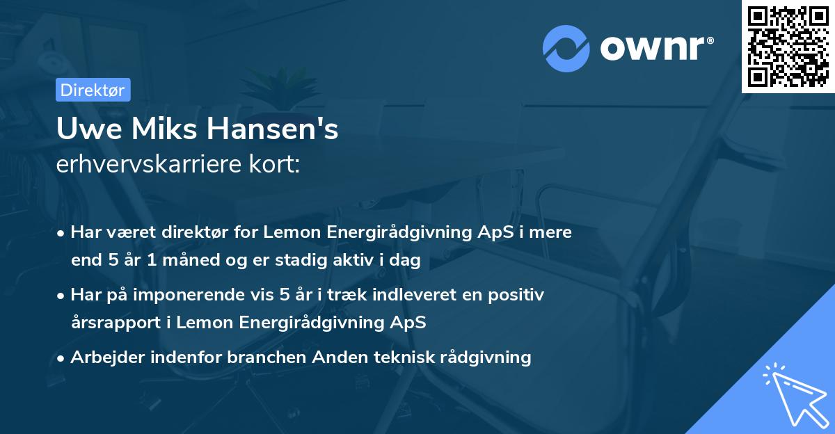 Uwe Miks Hansen's erhvervskarriere kort