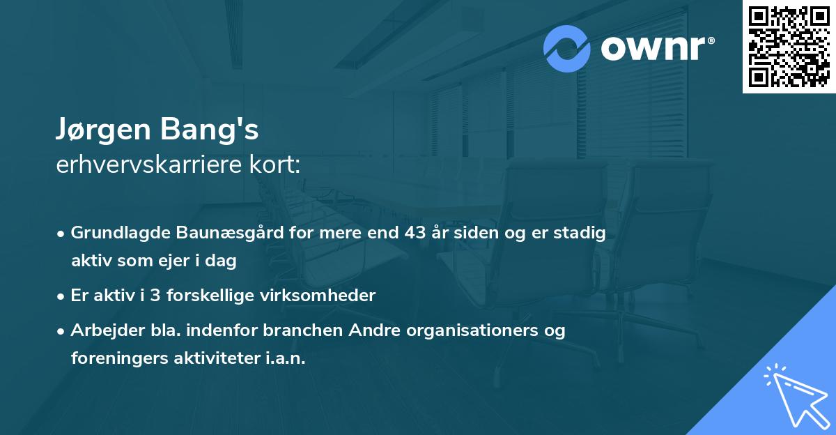 Jørgen Bang's erhvervskarriere kort