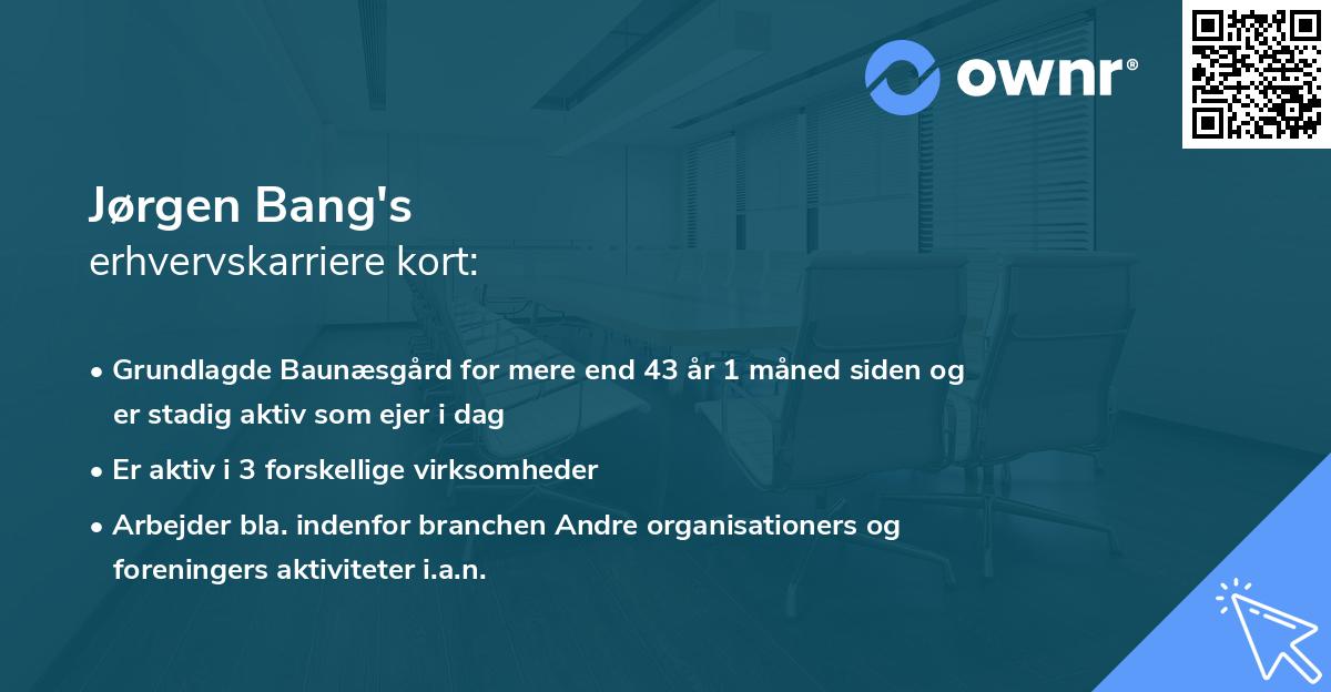 Jørgen Bang's erhvervskarriere kort