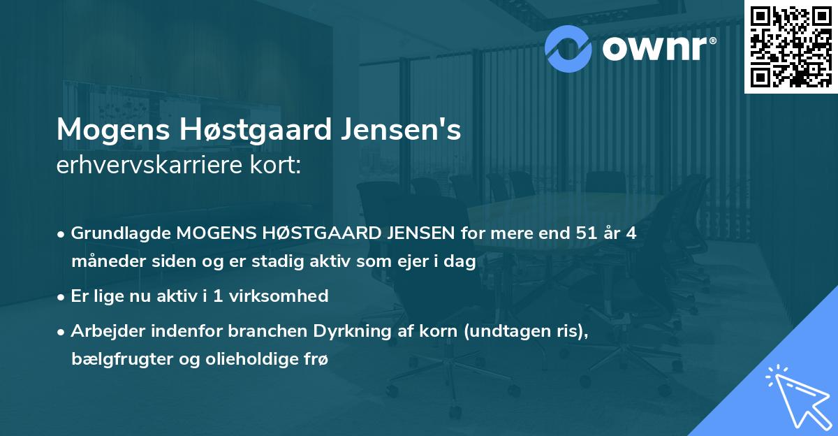 Mogens Høstgaard Jensen's erhvervskarriere kort