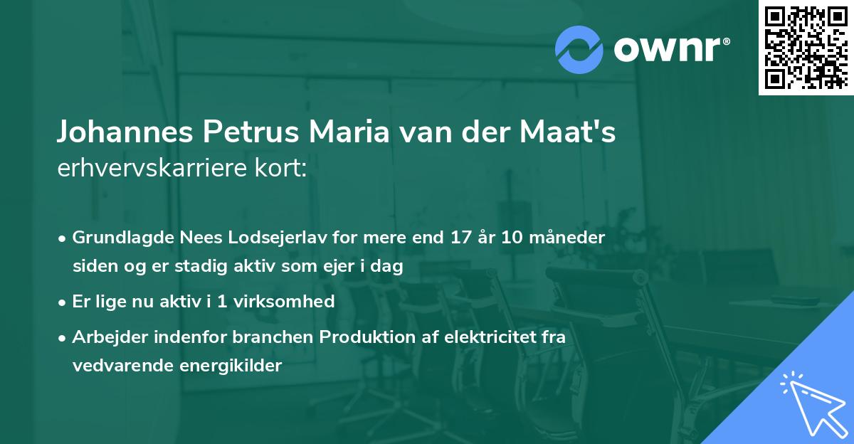 Johannes Petrus Maria van der Maat's erhvervskarriere kort