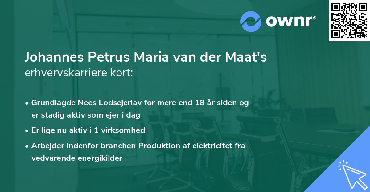 Johannes Petrus Maria van der Maat's erhvervskarriere kort