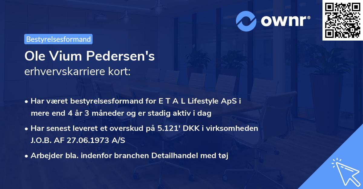 Ole Vium Pedersen's erhvervskarriere kort