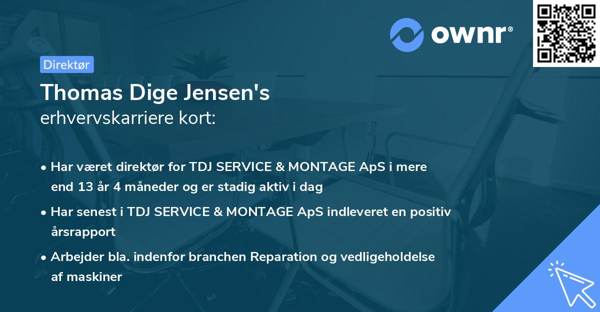 Thomas Dige Jensen's erhvervskarriere kort