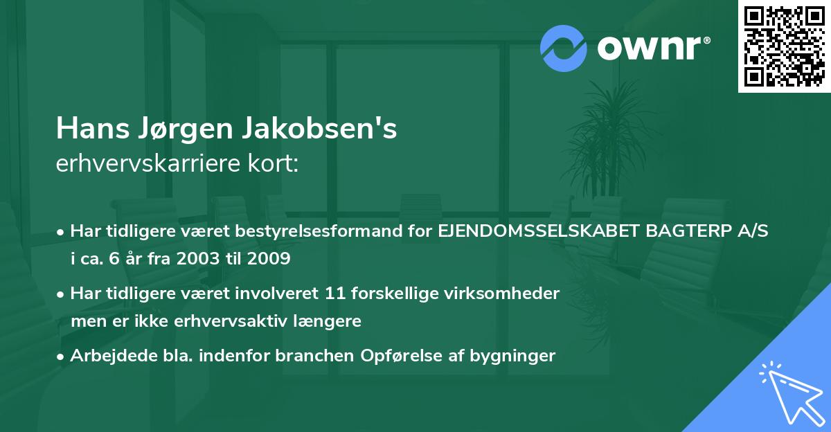 Hans Jørgen Jakobsen's erhvervskarriere kort
