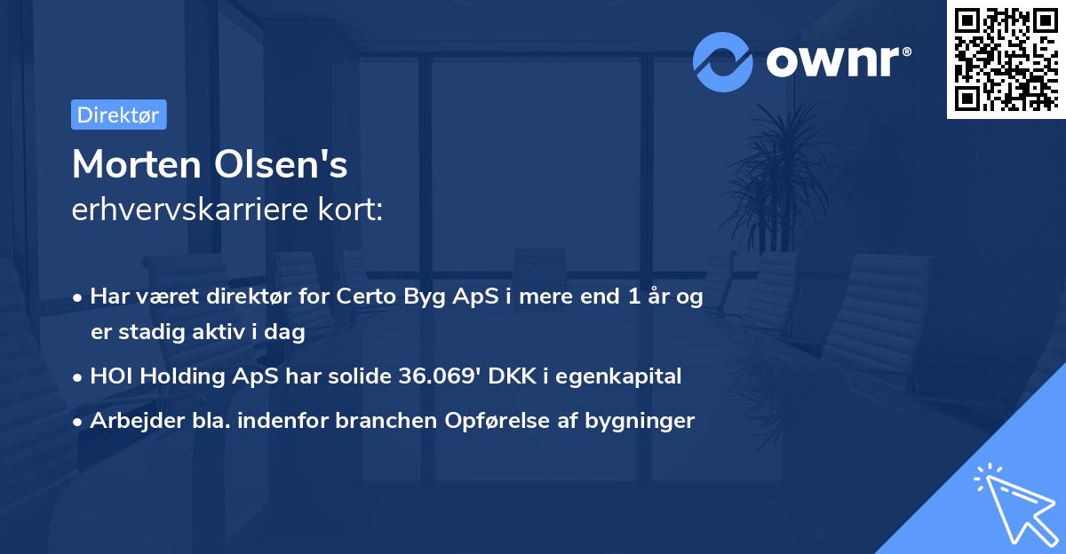 Morten Olsen's erhvervskarriere kort