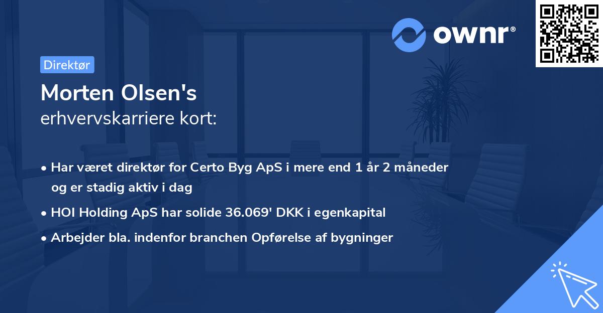Morten Olsen's erhvervskarriere kort