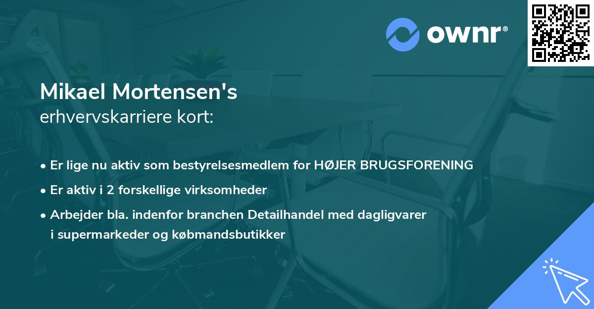 Mikael Mortensen's erhvervskarriere kort