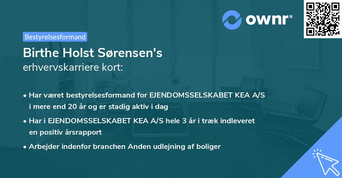Birthe Holst Sørensen's erhvervskarriere kort