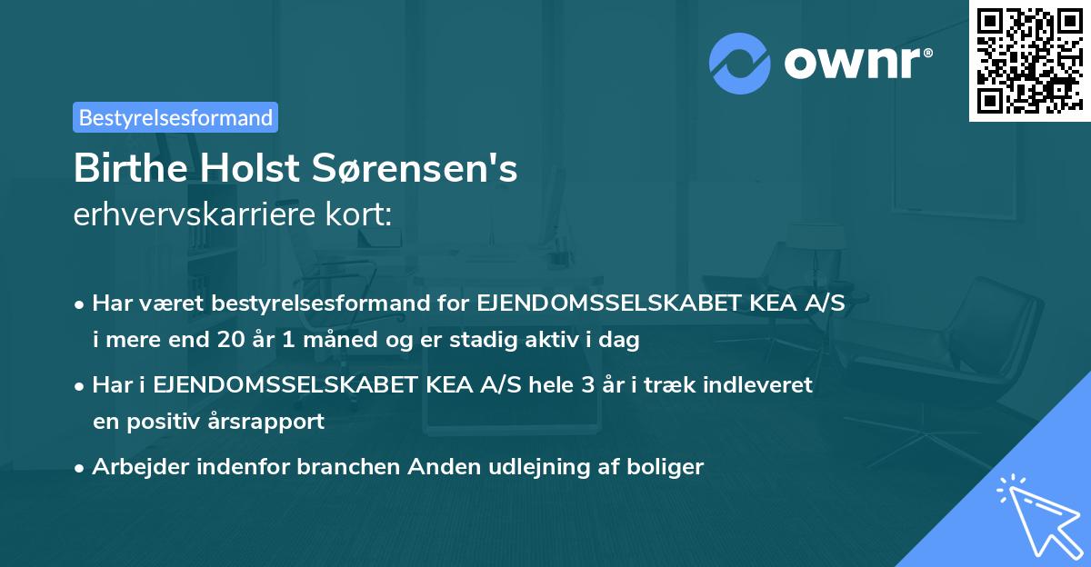Birthe Holst Sørensen's erhvervskarriere kort