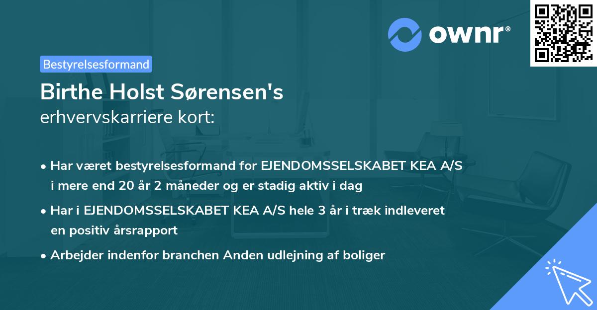 Birthe Holst Sørensen's erhvervskarriere kort