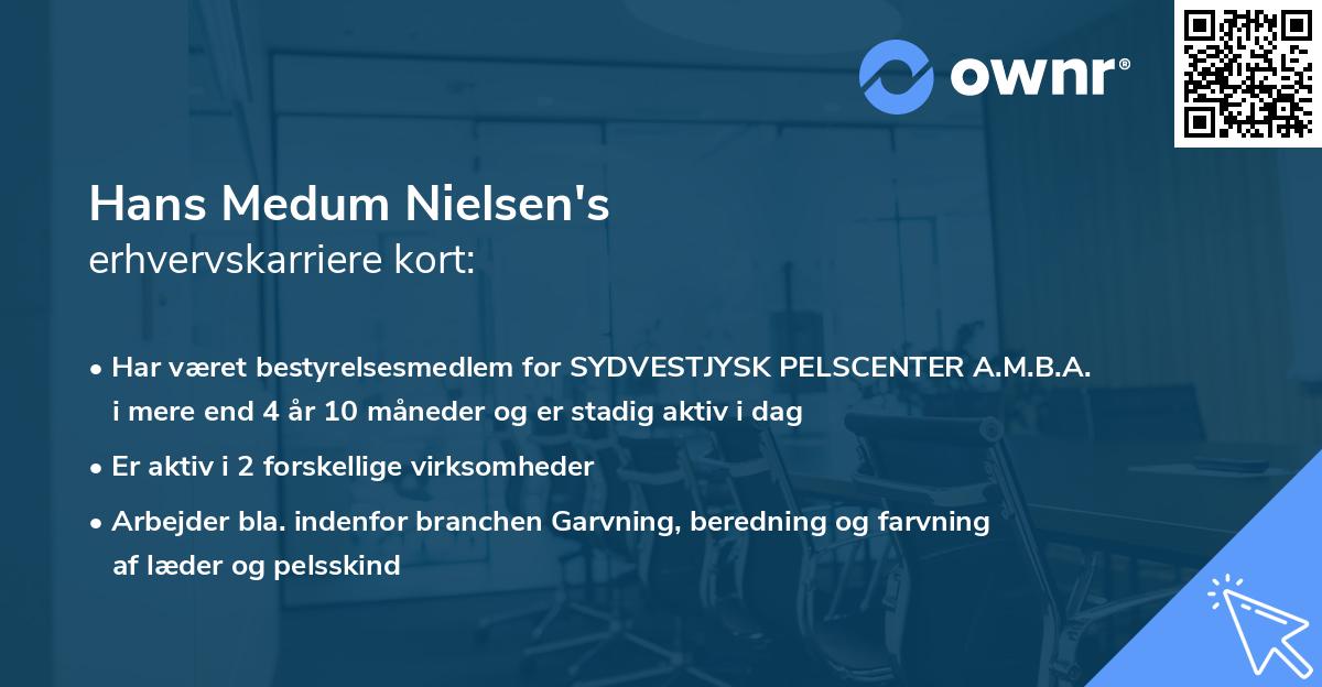 Hans Medum Nielsen's erhvervskarriere kort