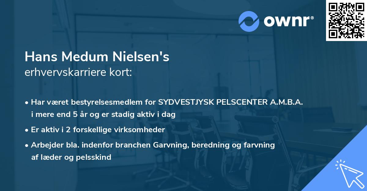 Hans Medum Nielsen's erhvervskarriere kort