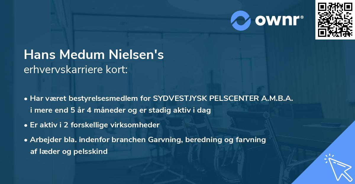 Hans Medum Nielsen's erhvervskarriere kort