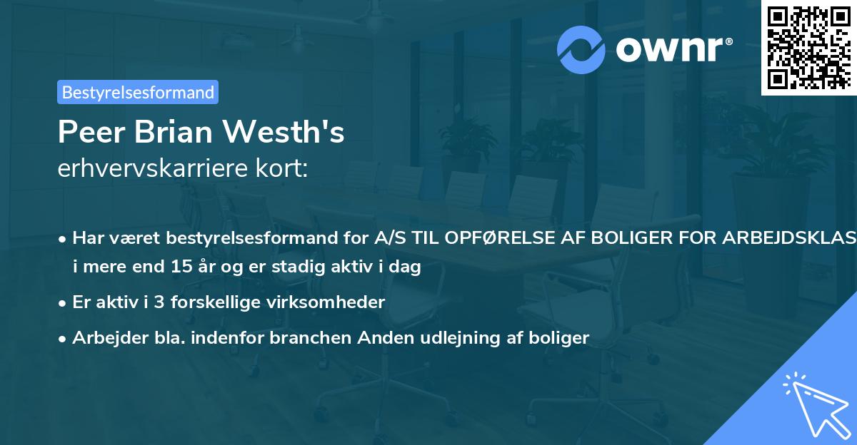 Peer Brian Westh's erhvervskarriere kort