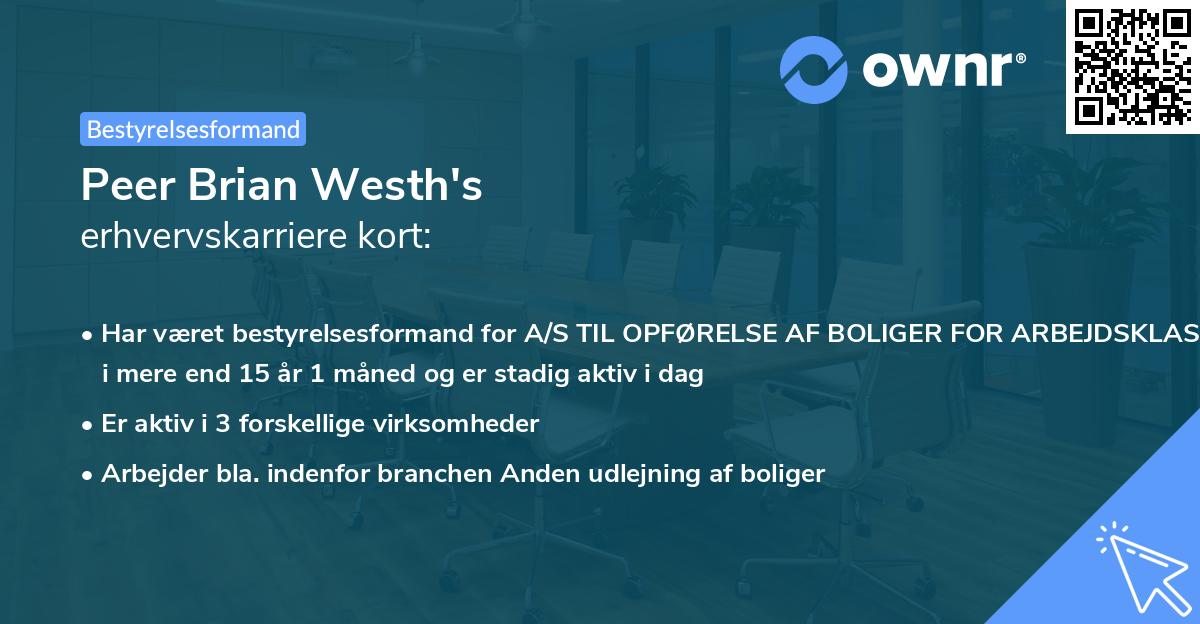 Peer Brian Westh's erhvervskarriere kort
