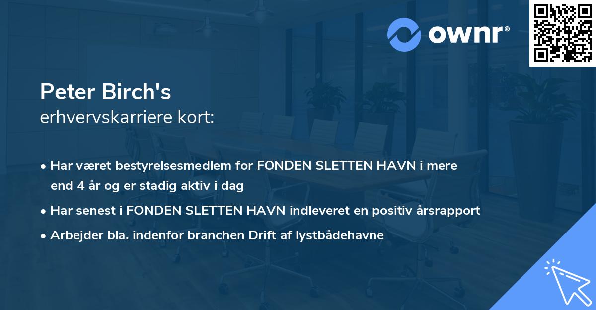 Peter Birch's erhvervskarriere kort