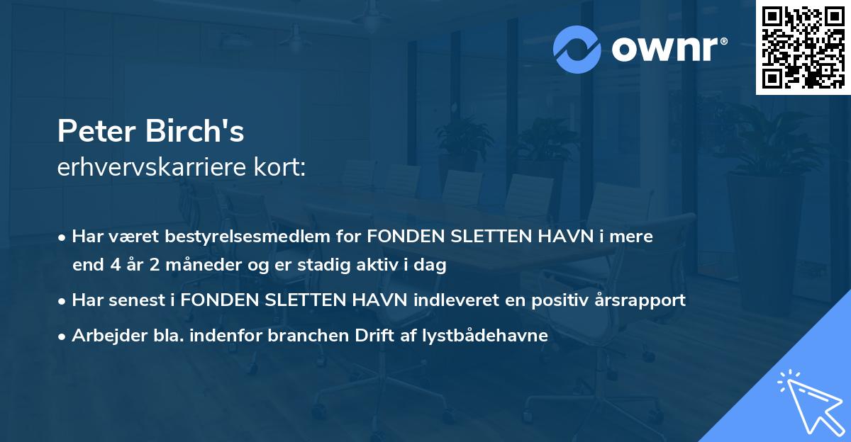 Peter Birch's erhvervskarriere kort